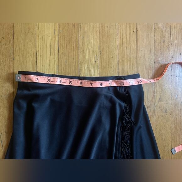 70s Vintage Deadstock NWT Fredricks of Hollywood Black Fringe Wrap Skirt - Picture 6 of 9